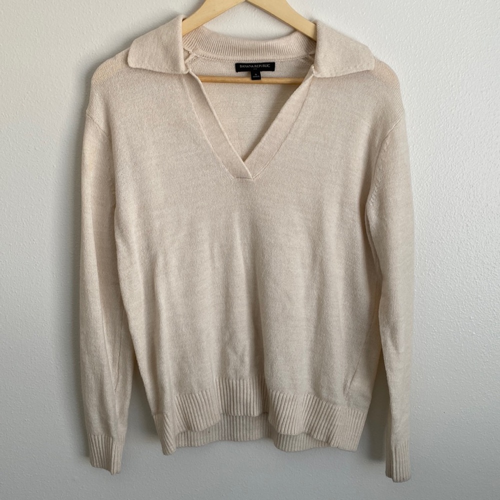 V Neck Collared Sweater